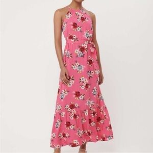 LOFT Zinnia Halter Maxi Dress Pink Floral - Small